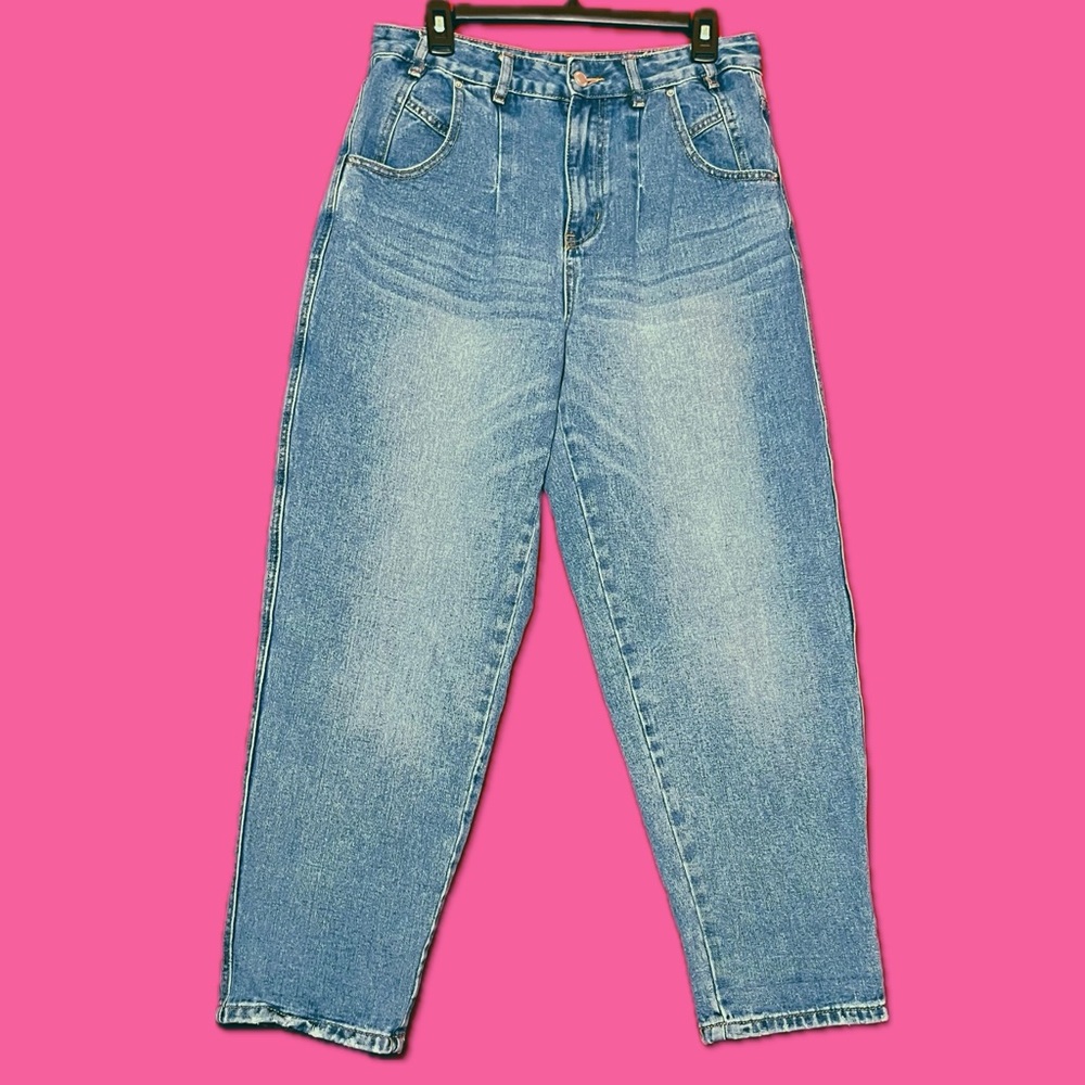 Vintage Slouchy Pleated High Rise Blue Jeans